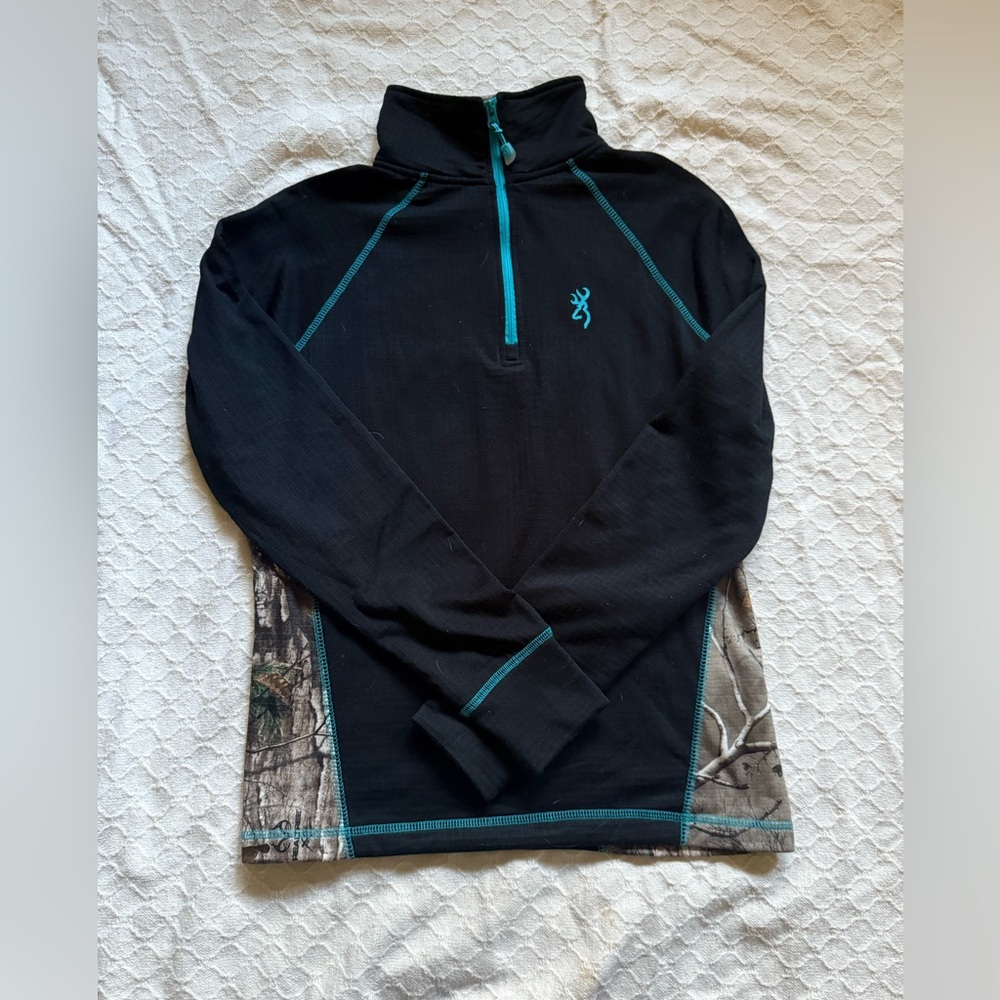 Browning Black Pullover with Teal and Camo Accents
